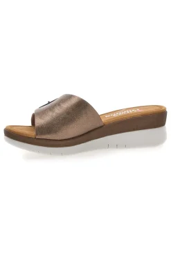 Ciabatte bronzo con fibbia e plantare comfort 7185-LINEA COMODA Sale