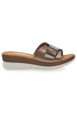 Ciabatte bronzo con fibbia e plantare comfort 7185-LINEA COMODA Sale