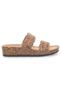 Ciabatte Cammello con doppia fascia decorata con strass 14226-PRIMA RIGA Best