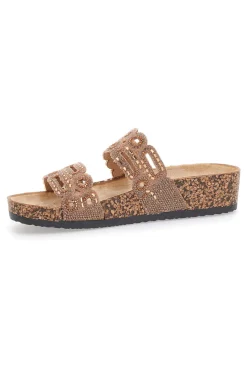 Ciabatte Cammello con doppia fascia decorata con strass 14226-PRIMA RIGA Best