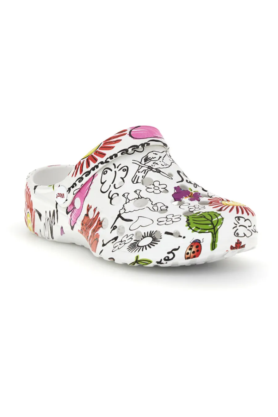 Ciabatte clog bianche con stampa floreale 7-WOZ Discount