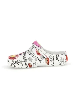 Ciabatte clog bianche con stampa floreale 7-WOZ Discount