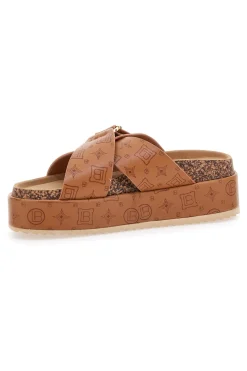 Ciabatte Cognac Con Flatform 8627-LAURA BIAGIOTTI Clearance