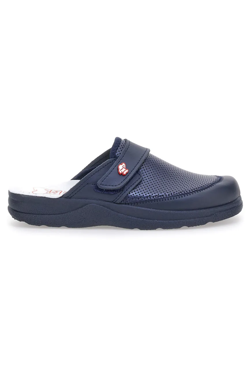 Ciabatte da Lavoro Blu Vera Pelle Made In Italy MR Chef 1668