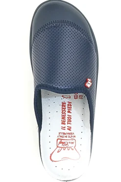 Ciabatte Da Lavoro Blu Vera Pelle Made In Italy 553-MRS CHEF Sale