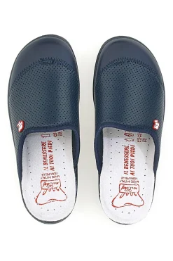 Ciabatte Da Lavoro Blu Vera Pelle Made In Italy 553-MRS CHEF