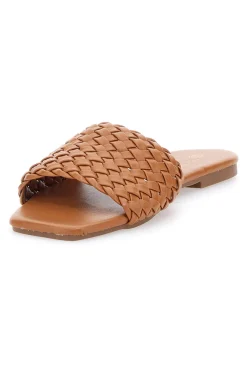 Ciabatte Flat Cognac Con Fascia Incrociata 5410-MON DIEU Best