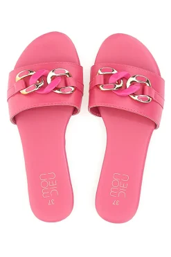 Ciabatte Flat Rosa Con Catena 3396-MON DIEU Hot