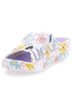Ciabatte floreali multicolor fascia incrociata 711-2T2L