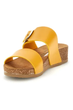 Ciabatte giallo sottopiede in pelle con zeppa 293A500SR-PITTARELLO ECO Hot