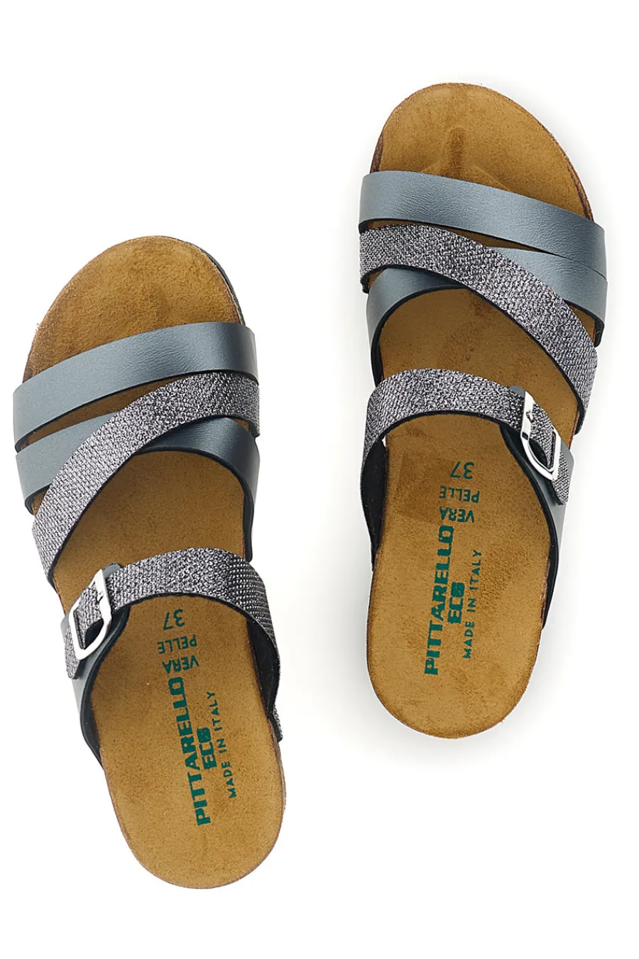 Ciabatte grigio sottopiede in vera pelle 293A410SR-PITTARELLO ECO