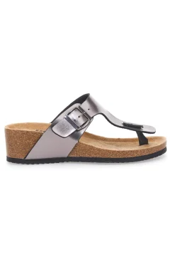 Ciabatte infradito grigie con fibbia e zeppa 14200-PRIMA RIGA Outlet