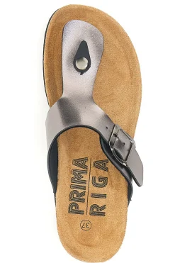 Ciabatte infradito grigie con fibbia e zeppa 14200-PRIMA RIGA Outlet