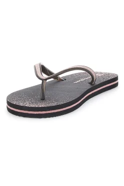 Ciabatte Infradito in Gomma nere con Glitter Sparkling-CHAMPION New