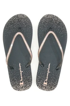 Ciabatte Infradito in Gomma nere con Glitter Sparkling-CHAMPION New
