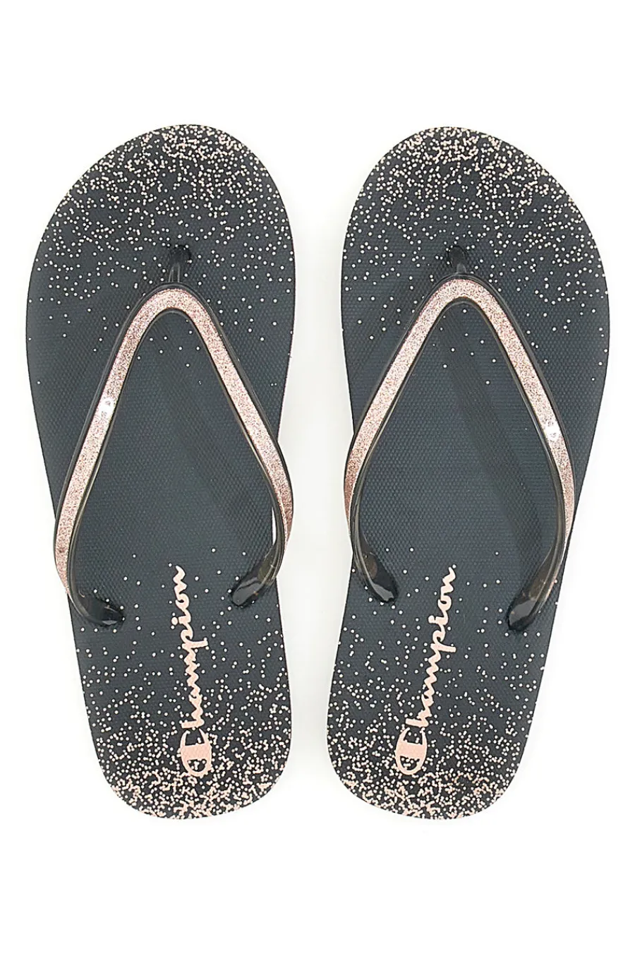 Ciabatte Infradito in Gomma nere con Glitter Sparkling-CHAMPION New