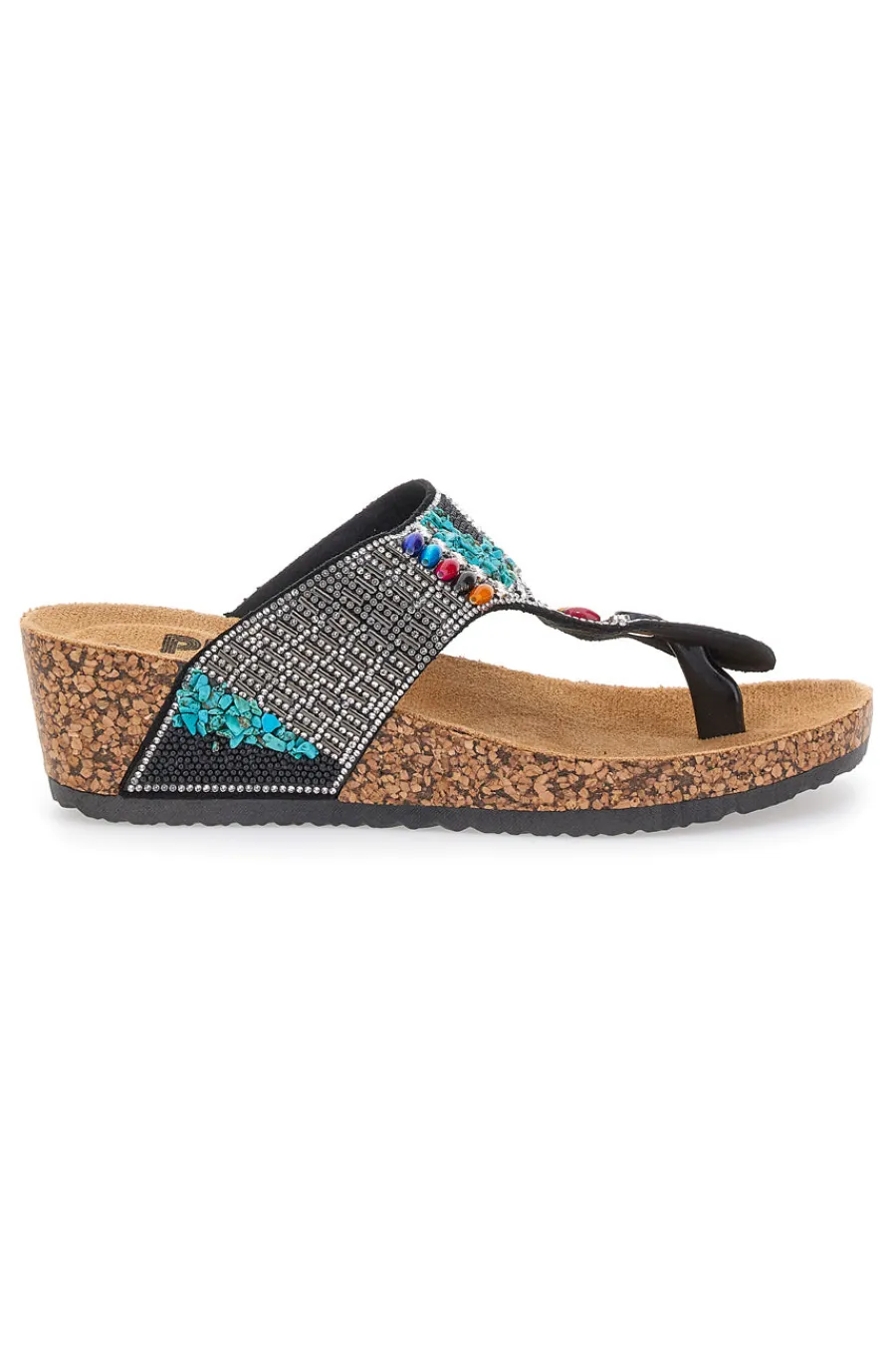 Ciabatte Infradito Nere Con Strass e Perline 14199-PRIMA RIGA Outlet