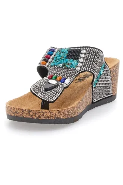 Ciabatte Infradito Nere Con Strass e Perline 14199-PRIMA RIGA Outlet