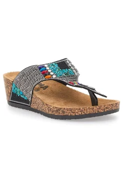 Ciabatte Infradito Nere Con Strass e Perline 14199-PRIMA RIGA Outlet