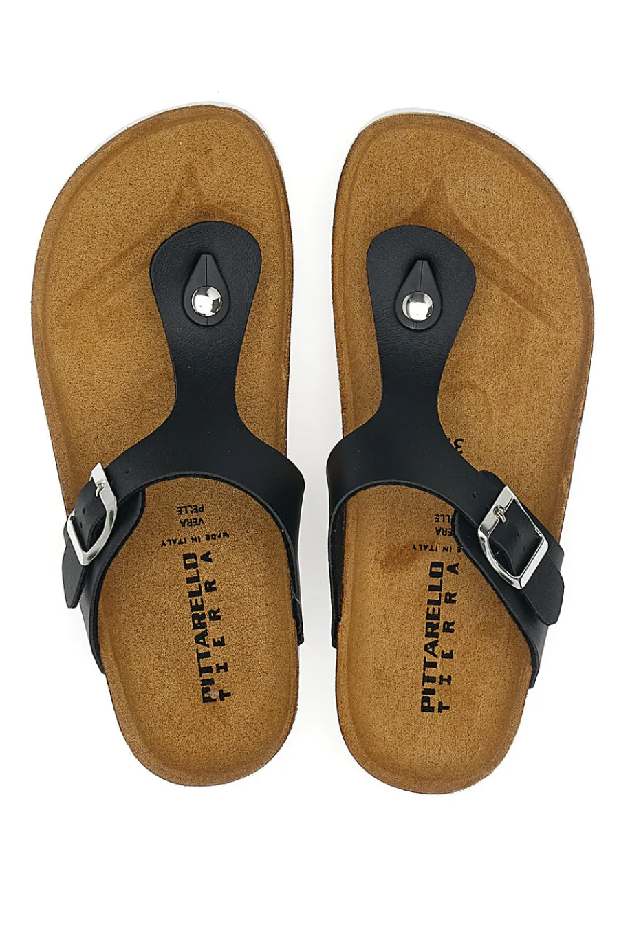 Ciabatte Infradito Nere in Vera Pelle Made in Italy 335A2177SR-PITTARELLO TIERRA Outlet