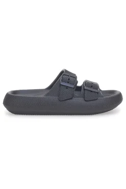 Ciabatte in gomma nere con doppio cinturino e fibbie regolabili ILY02-2T2L Outlet