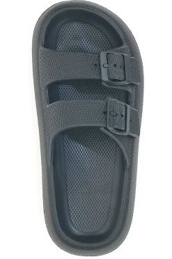 Ciabatte in gomma nere con doppio cinturino e fibbie regolabili ILY02-2T2L Outlet