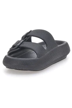 Ciabatte in gomma nere con doppio cinturino e fibbie regolabili ILY02-2T2L Outlet