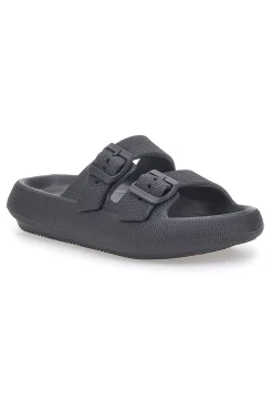 Ciabatte in gomma nere con doppio cinturino e fibbie regolabili ILY02-2T2L Outlet