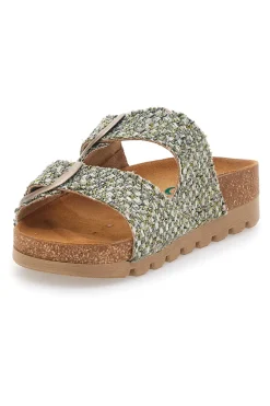 Ciabatte intrecciate multicolor con doppia fibbia 335P20630SR-PITTARELLO BIO Hot