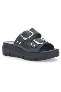 Ciabatte in vera pelle nere con fibbie 35801919-PITTARELLO LOVE Outlet