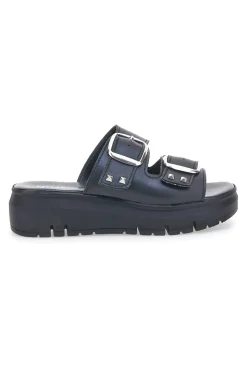 Ciabatte in vera pelle nere con fibbie 35801919-PITTARELLO LOVE Outlet