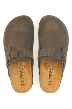 Ciabatte scuro con fibbia in vera pelle PittarelloTierra 335A013PR-PITTARELLO TIERRA Online