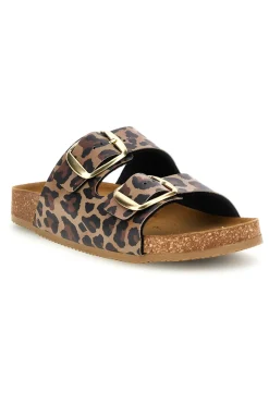 Ciabatte Marroni animalier sottopiede in vera pelle 335A20630SR-PITTARELLO TIERRA