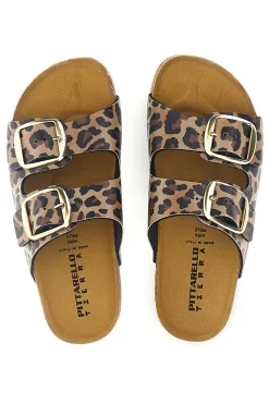 Ciabatte Marroni animalier sottopiede in vera pelle 335A20630SR-PITTARELLO TIERRA