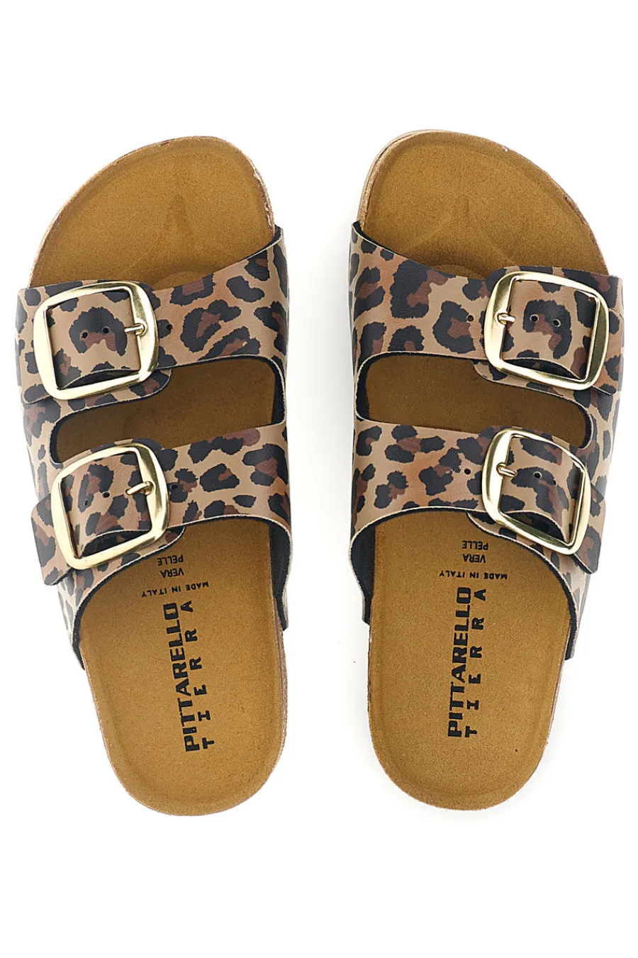 Ciabatte Marroni animalier sottopiede in vera pelle 335A20630SR-PITTARELLO TIERRA