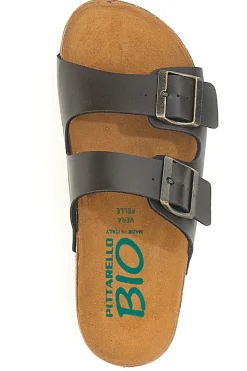 Ciabatte marroni con doppia fibbia con sottopiede in pelle 335P20630SR-PITTARELLO BIO Best