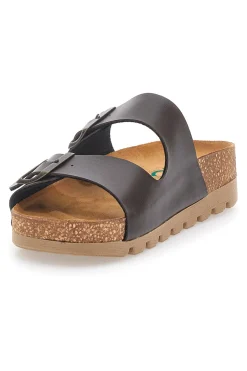 Ciabatte marroni con doppia fibbia con sottopiede in pelle 335P20630SR-PITTARELLO BIO Best