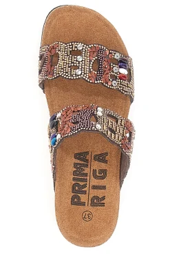 Ciabatte Marroni Con Perline 14607-PRIMA RIGA Clearance