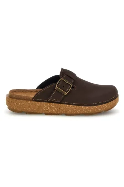 Ciabatte marroni con sottopiede in pelle 24 ED-INBLU Discount