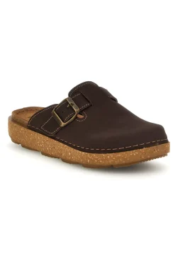 Ciabatte marroni con sottopiede in pelle 24 ED-INBLU Discount