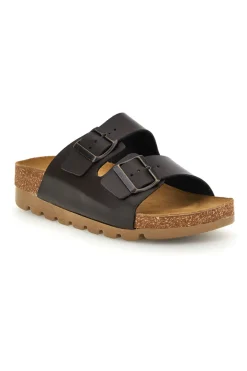 Ciabatte marroni con sottopiede in vera pelle 335P20630SR-PITTARELLO BIO Discount