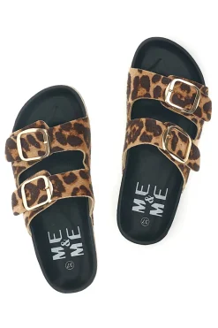 Ciabatte marroni e nere animalier con fibbie Me & Me 15614-ME u0026 ME New