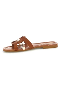 Ciabatte marroni in vera pelle intrecciate 111-PRIMA RIGA New