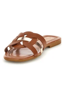 Ciabatte marroni in vera pelle intrecciate 111-PRIMA RIGA New