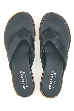 Ciabatte Nere a Infradito Made in Italy con Tomaia in Pelle 66470811-PITTARELLO Outlet