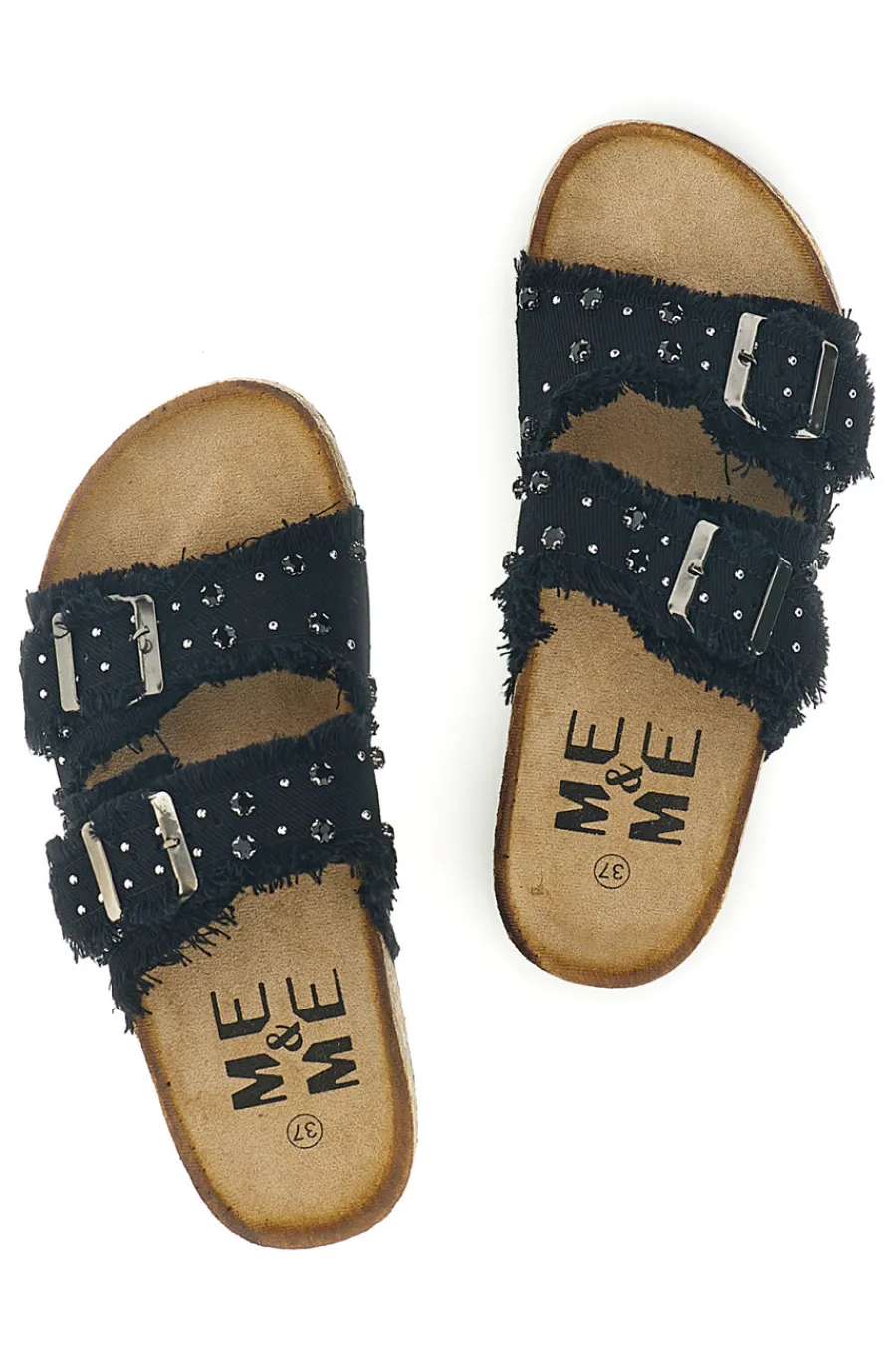Ciabatte Nere con borchie e brillantini Me & me 12502-ME u0026 ME Online