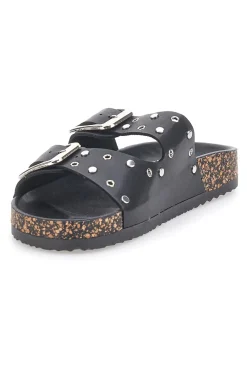 Ciabatte nere con borchie e fibbie grandi ME & ME 14198-ME u0026 ME Sale
