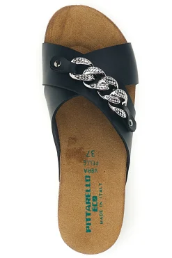 Ciabatte nere con catena e sottopiede in pelle 293A121SR-PITTARELLO ECO Clearance
