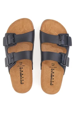 Ciabatte Nere con Doppia Fibbia Made in Italy 335A20630SR-PITTARELLO TIERRA