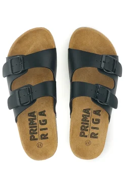 Ciabatte Nere con doppia fibbia 14216-PRIMA RIGA Clearance